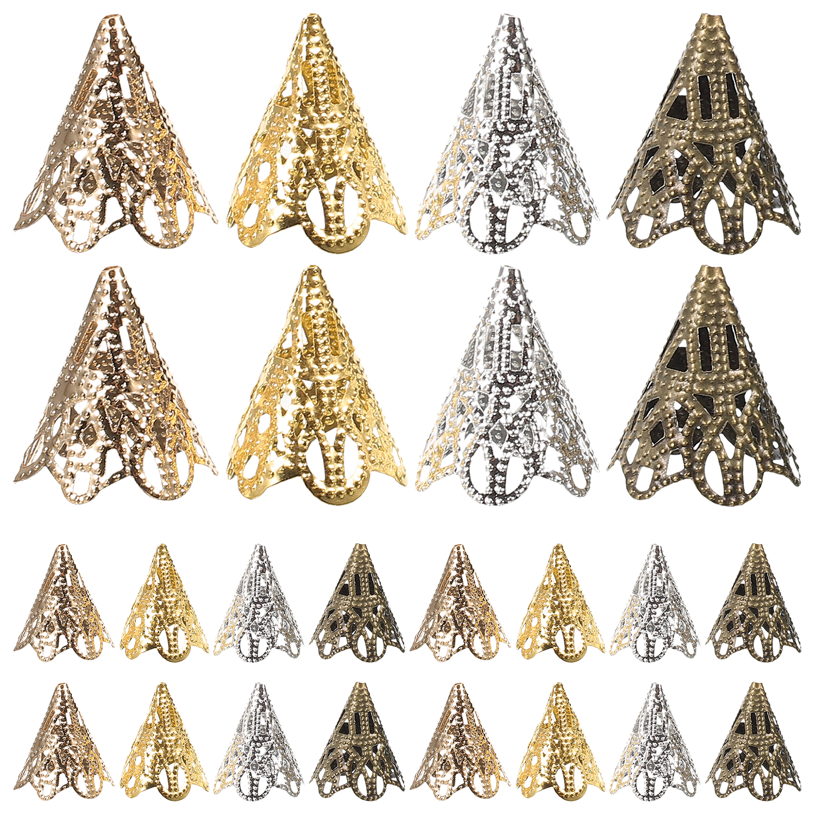 unbranded 120 Pcs Gold Cone Bead Caps Beads Jewelry Trumpet Flower Holder 2.30X1.80X1.80CM